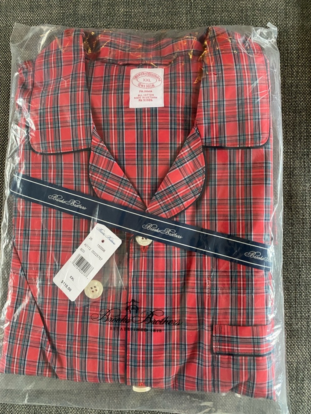 Brooks Brothers XXL mens Stewart Plaid 100% cotton L/S pajamas NWT